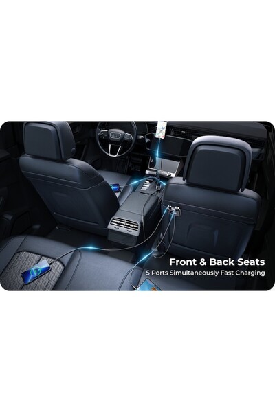 Joyroom Încărcător auto rapid de 72W cu 5 porturi și cablu prelungitor de 1,5 m