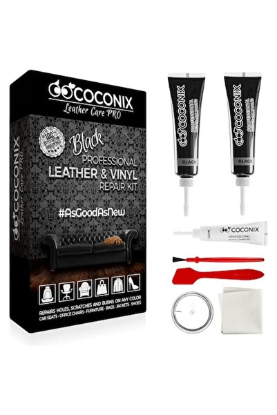 Coconix black leather repair and restoration kit for car upholstery, sofas and jackets