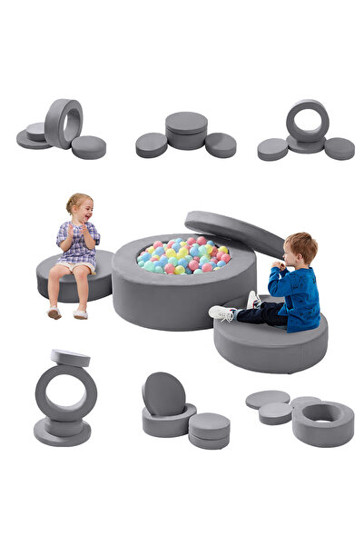 hibobi 4PCS Foam Climbing Blocks with Ball Pit – Convertible Modular Play Couch for Toddlers