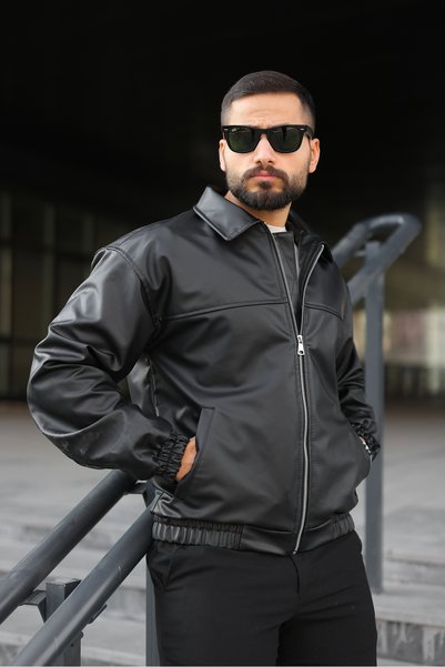 BASEL.CO Oversized Vintage Iconic Leather Jacket
