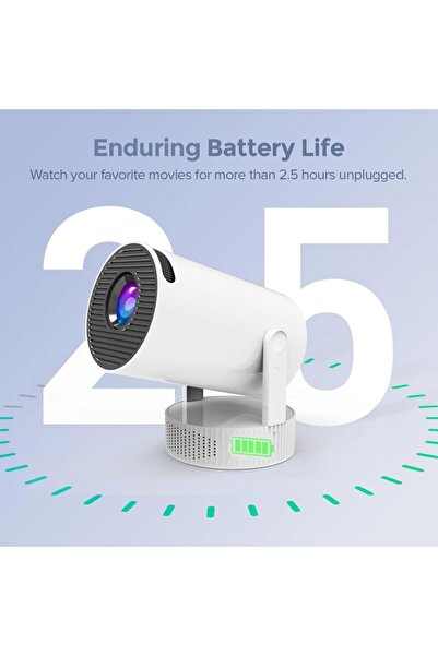 Wownect Mini Smart Projector |180 ANSI Lumens |12000mAh Battery | Android 13 | 4K Support |Auto Keystone