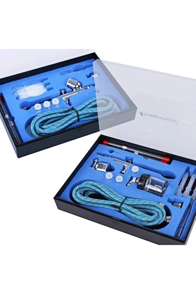 TIMBERTECH Set aerograf 2 piese, duze 0,2/0,3/0,5 mm, rezervoare de 7 ml și 22 ml