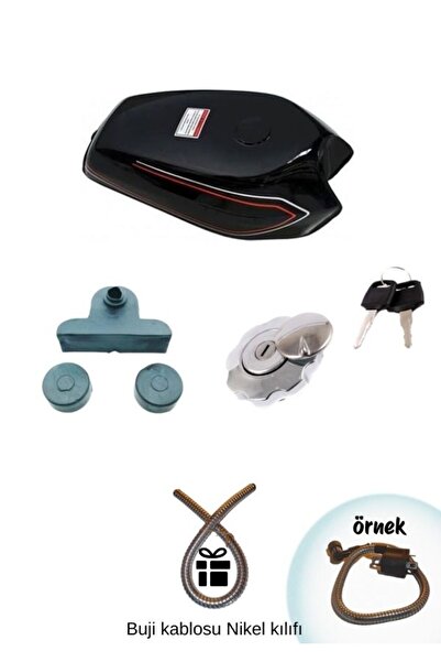 GMS CG Siyah Benzin Deposu (Şamandırasız)+Depo Kapağı+Depo takoz seti (Hdiye buji kablo kılıfı)