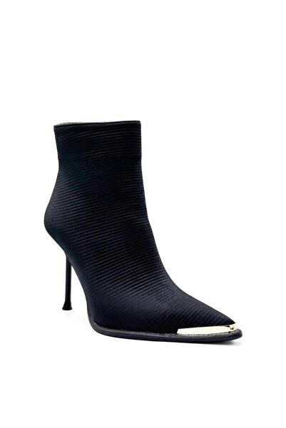 KİNDEP Bloom Thin Heeled Pointed Toe Women's Boots Black