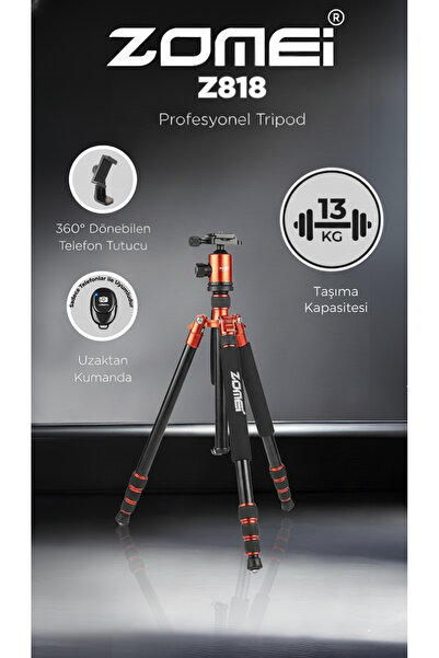 zomei Z818 Magnezyum-Alüminyum Alaşımlı Tripod/Monopod- Telefon Tutucu-Çanta ve Bluetooth Kumanda İle