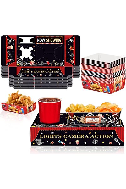 AZONEE مجموعة صواني وجبات خفيفة لليلة الأفلام، 48 قطعة - 24 صندوقًا لصينية ال...