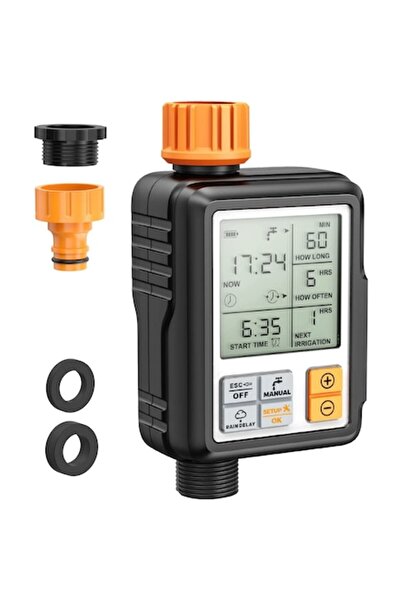 LET Temporizator de irigații pentru grădină cu afișaj LCD, impermeabil IP65, control manual și blocare pentru copii
