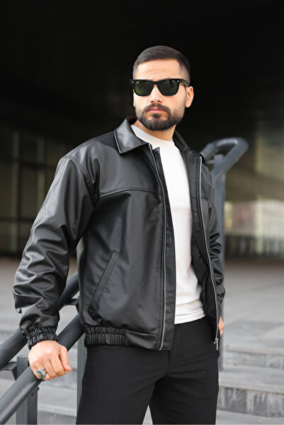 BASEL.CO سترة جلدية كبيرة الحجم للرجال