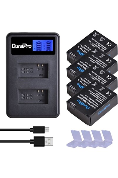 Durapro Комплект от 4 x 1250mAh батерии с двойно USB LCD зарядно за GoPro HER...