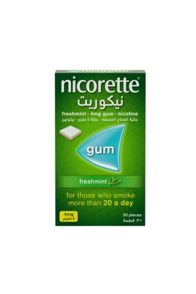 Johnson Nicorette علكة نيكوريت بنكهة النعناع المنعش 4 ملغ 30 قطعة