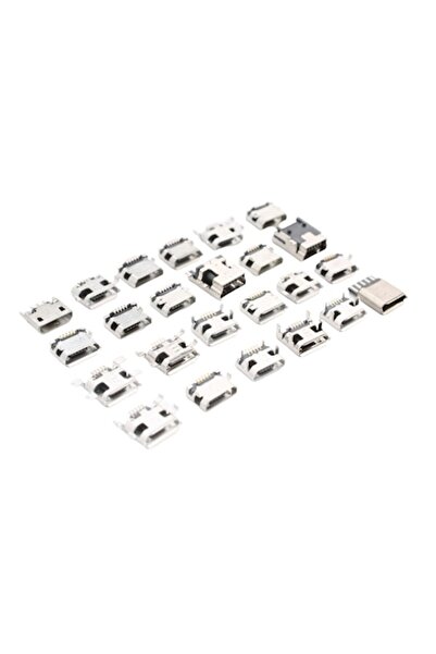 LET 240-piece Micro USB-B Female PCB Connectors Set, 24 Models, Stainless Steel, with Storage Case