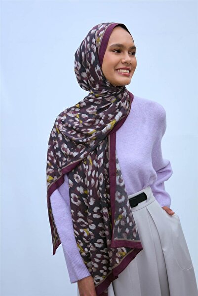 Silk Home Eco Viscose Leopard Shawl Plum Breathable Textured 90X200