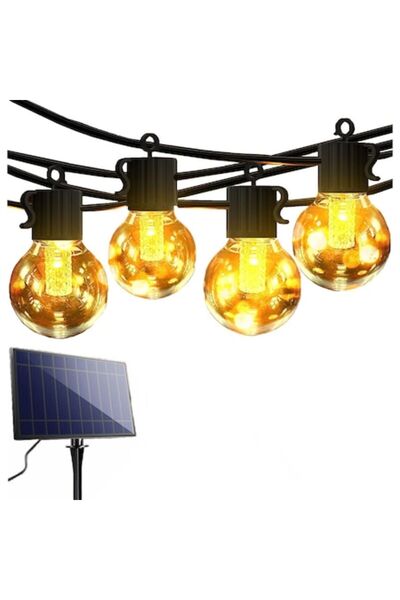 LET Șir luminos solar LED 15 m - 50 becuri G40, 4 moduri, IP65, 3200K, 118 lm