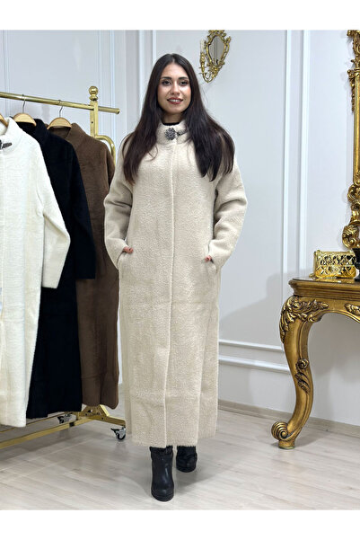 butikbanum Düz Model Tam Boy Vizon Angora Kaban