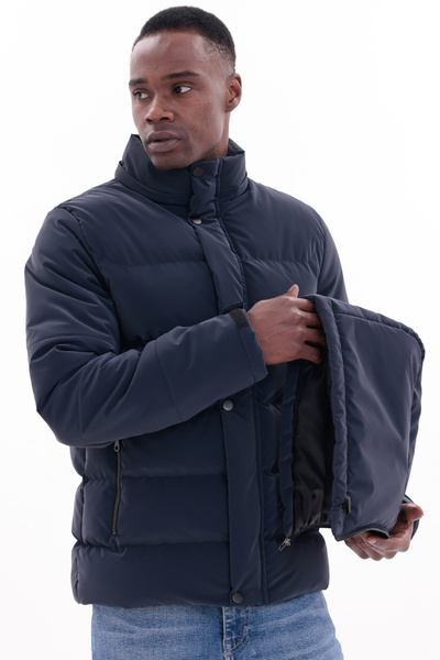 freemen Men's Anthracite Waterproof Coat Nova Fabric Removable Hooded Zippers Snap Fastener Detail