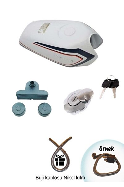 GMS CG Beyaz Benzin Deposu (Şamandırasız)+Depo Kapağı+Depo takoz seti (Hdiye buji kablo kılıfı)