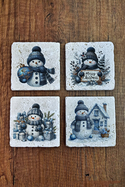 Begoloni Stone Decor Natural Stone Coaster - Christmast New Year Printed 10X1...