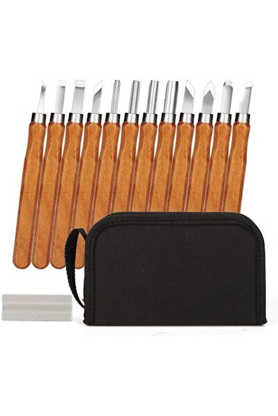 Hospaop Set of 12 wood carving chisels with sharpening stone and protective case, SK2 steel blades