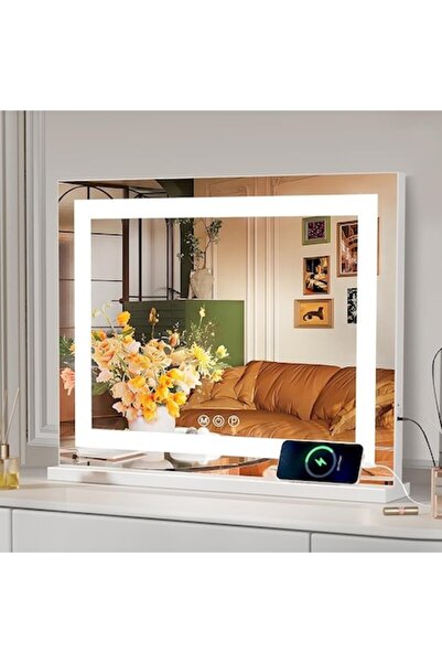 Hansong cosmetic mirror with LEDs, 3 color temperatures, dimmable, 58x46 cm