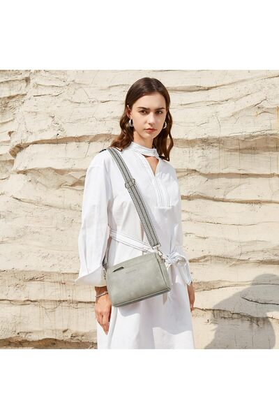 BOSTANTEN Small Crossbody Purse for Women Triple Zip Cell Phone Leather Handbag with Colored Shoulde