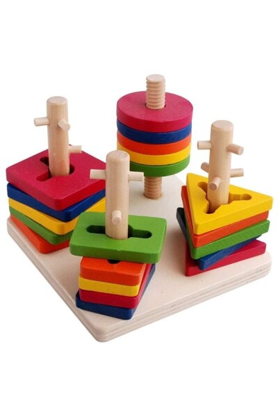 O.M.D Wooden puzzle with 30 pieces in geometric shapes