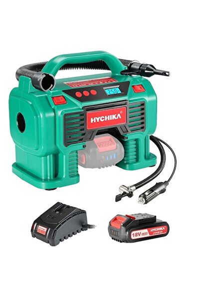 HYCHIKA Set compresor de aer portabil cu baterie de 2.0A și încărcător, LCD, max. 11 bar, 12V