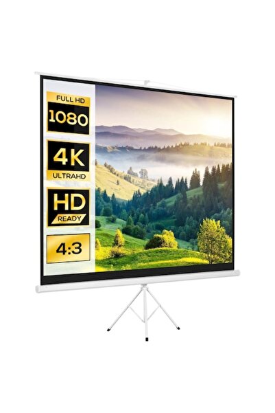 HOMCOM 120" 4:3 Projection Screen, 244x183 cm, max 3.2 m height, mesh fabric, metal tripod, white