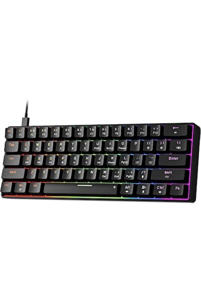 Newmen RGB Mechanical Gaming Keyboard, Compact 61 Keys, Anti-Ghosting, Blue Switch, Hot-Swap, Programmable,