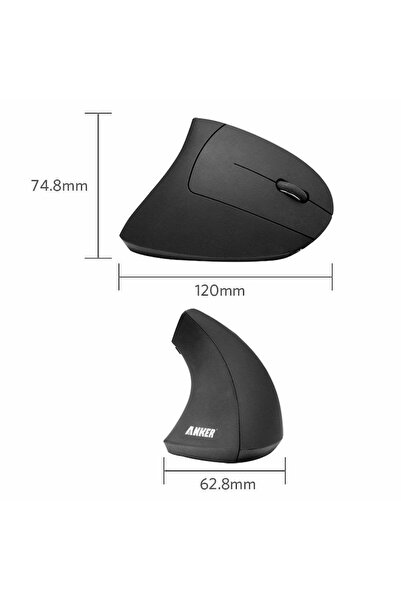 Anker Vertical Ergonomic Wireless Mouse 2.4G, Optical, 800/1200/1600 DPI