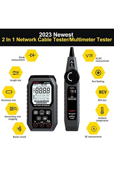 NOYAFA Network Cable Tester & Multimeter 2-in-1 with PoE & NCV, TDR Length Test, USB-C Charging, LCD