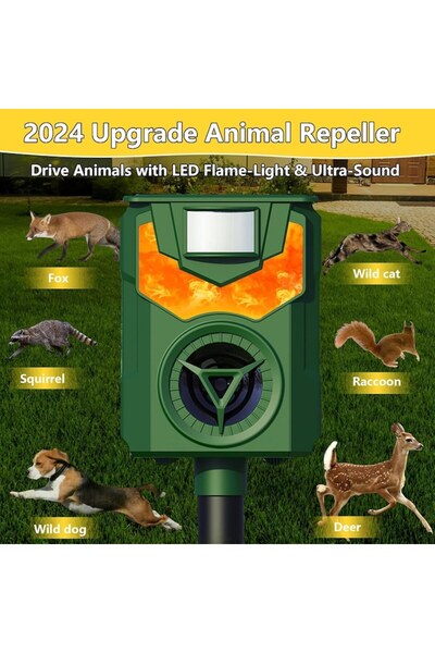 Baoduu Solar ultrasonic pest repellent with flame light, motion sensor, 5 modes, IP44, portable