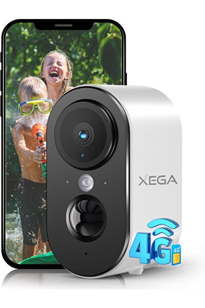 Xega 4G LTE 3MP Indoor Surveillance Camera with SIM, 6000mAh, PIR, Color Night Vision