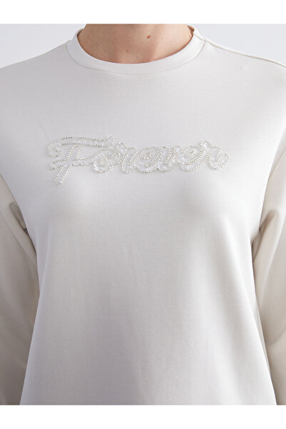 LC Waikiki Basic Gray Crew Neck Stone Women's Sweatshirt