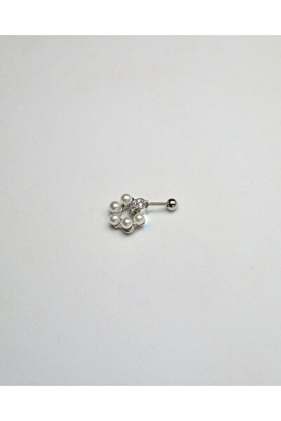 Piercing by Sever İNCİ SALLANTILI MODEL ÇELİK PIERCING... ŞEFFAF TAŞLI VE GÜMÜŞ/SILVER RENK (TRAGUS HELIX CONCH FLAT)