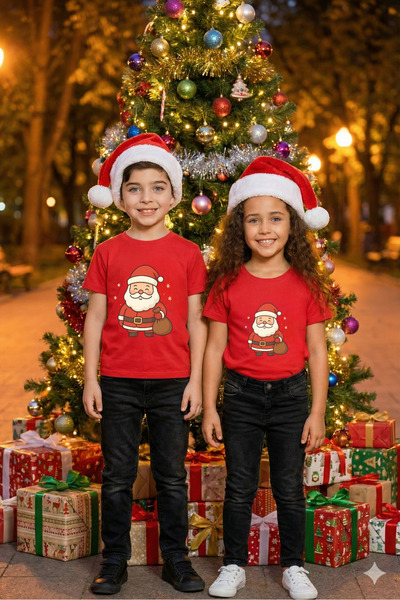 Windy Island Unisex Girls/Boys Crew Neck 100% Cotton'Santa Claus' Printed T-Shirt