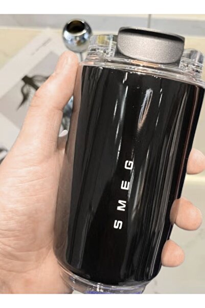 SMEG 240ML Beverage Cup Travel Portable Stainless Steel Vacuum Leak proof Coffee Thermos, Black.
