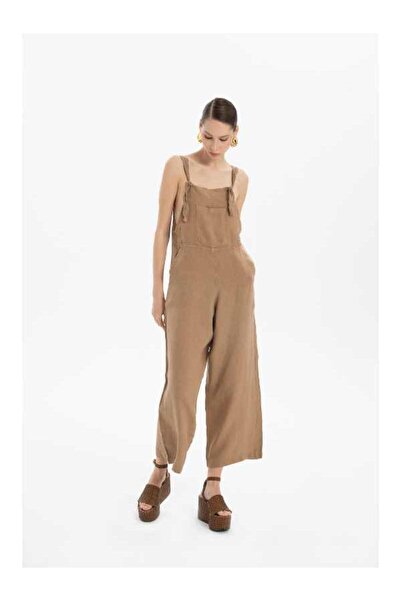 İpekçi Otantik Keten Kanguru Cepli Salopet Tulum