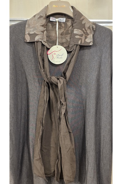 Park Moda Βαμβακερή μπλούζα με φουλάρι και πουκάμισο