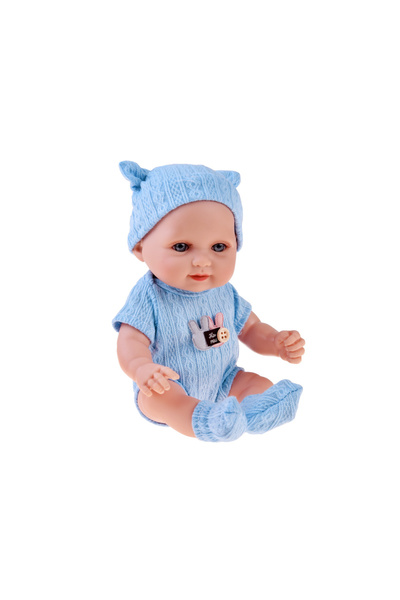 Jokomisiada Papusa bebelus blue, accesorizat cu bascuta si sosete asortate, inaltime 26 cm