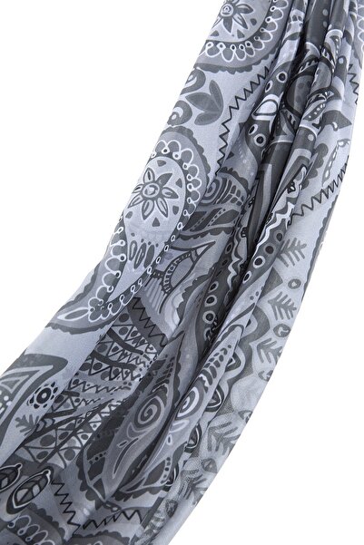 Nihan Desenli Soft Eşarp Antrasit