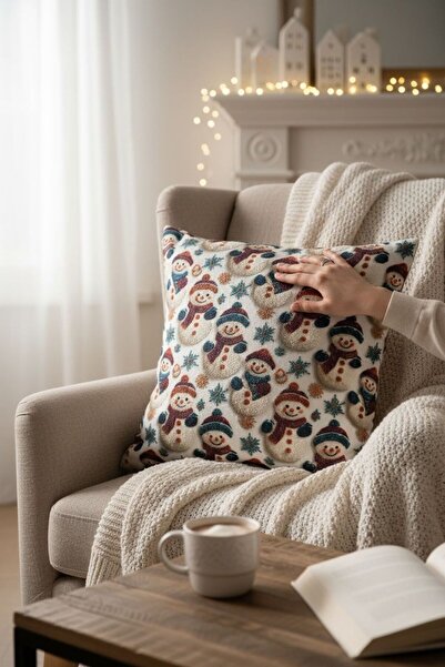 ANJEAHOME Sydney Christmas Patterned Throw Pillow Cover | 45X45 cm | Digital Printed | Stylish Design – Washable Fabric