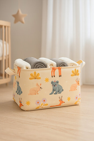 HomyJRs Wild Animals Patterned Multi-Purpose Cabinet Organizer Decorative Rectangular Organizer Basket 30 X 22