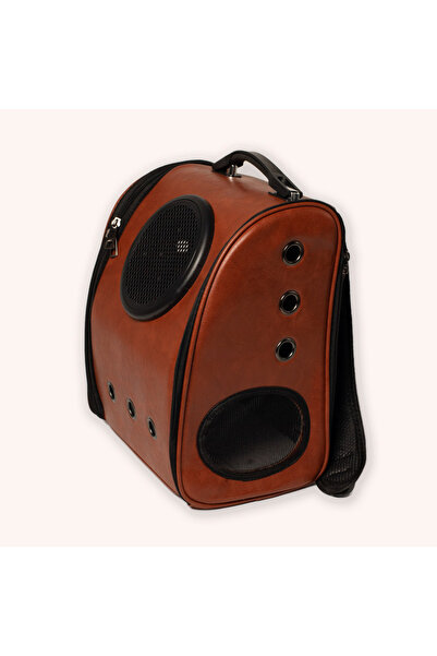 PisiMall Sarsaila eco-leather backpack for pets, brown, 40x31x22.5 cm