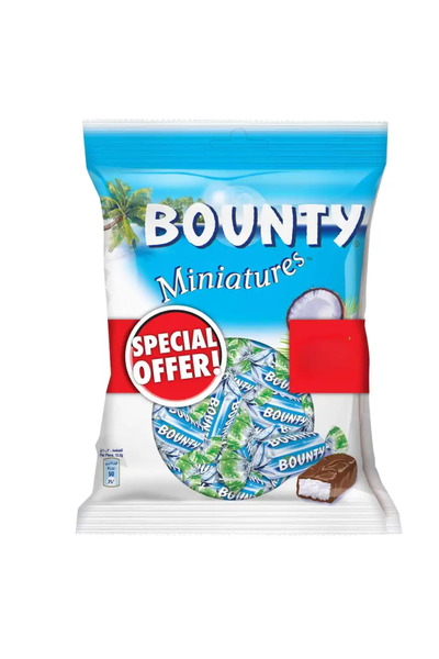 Bounty عبوة مينيتشرز توفي بنكهة جوز الهند - 2 × 150 جرام عبوة من قطعتين