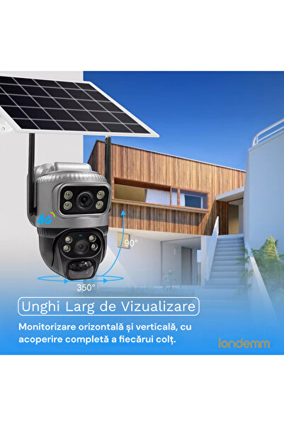 LONDEMM LONDEMM Solar Panel Video Surveillance Camera with 4G SIM Card, 8MP (4MP + 4MP) Full HD