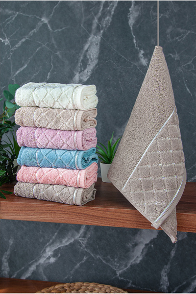 ihvan online Jacquard 100% Cotton 6-Piece Luxury Boxed Dowry Kitchen Towels 30X50 - 00743