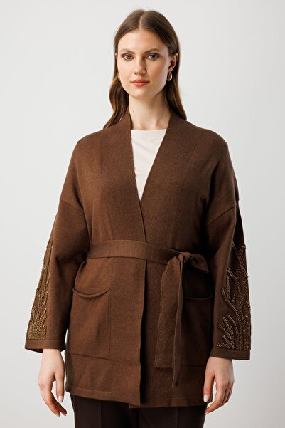 ON Knitted Cardigan with Stone Embellishments on the Sleeves and Belt
