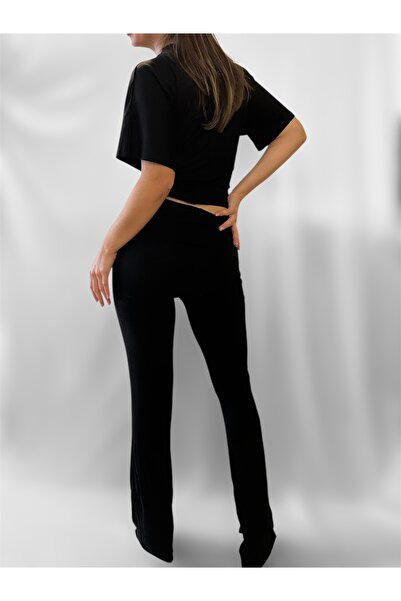 Butik Softline Takım İspanyol Paça Tayt Kısa Kollu Shirt