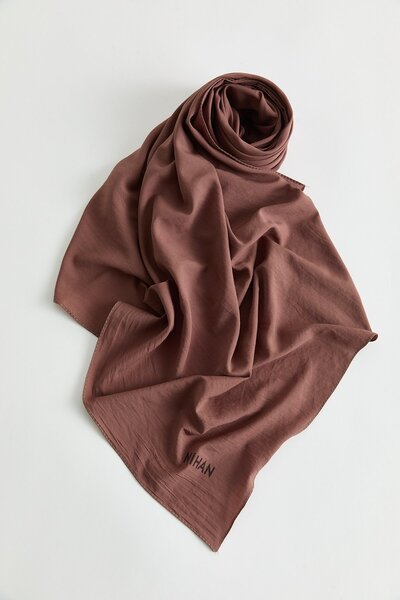 Nihan %100 Pamuk Fresh Eşarp Koyu Kahve