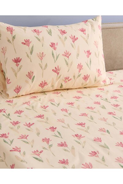 REDTAG Pink 3 Piece Floral Printed Flat Sheet (King Size)